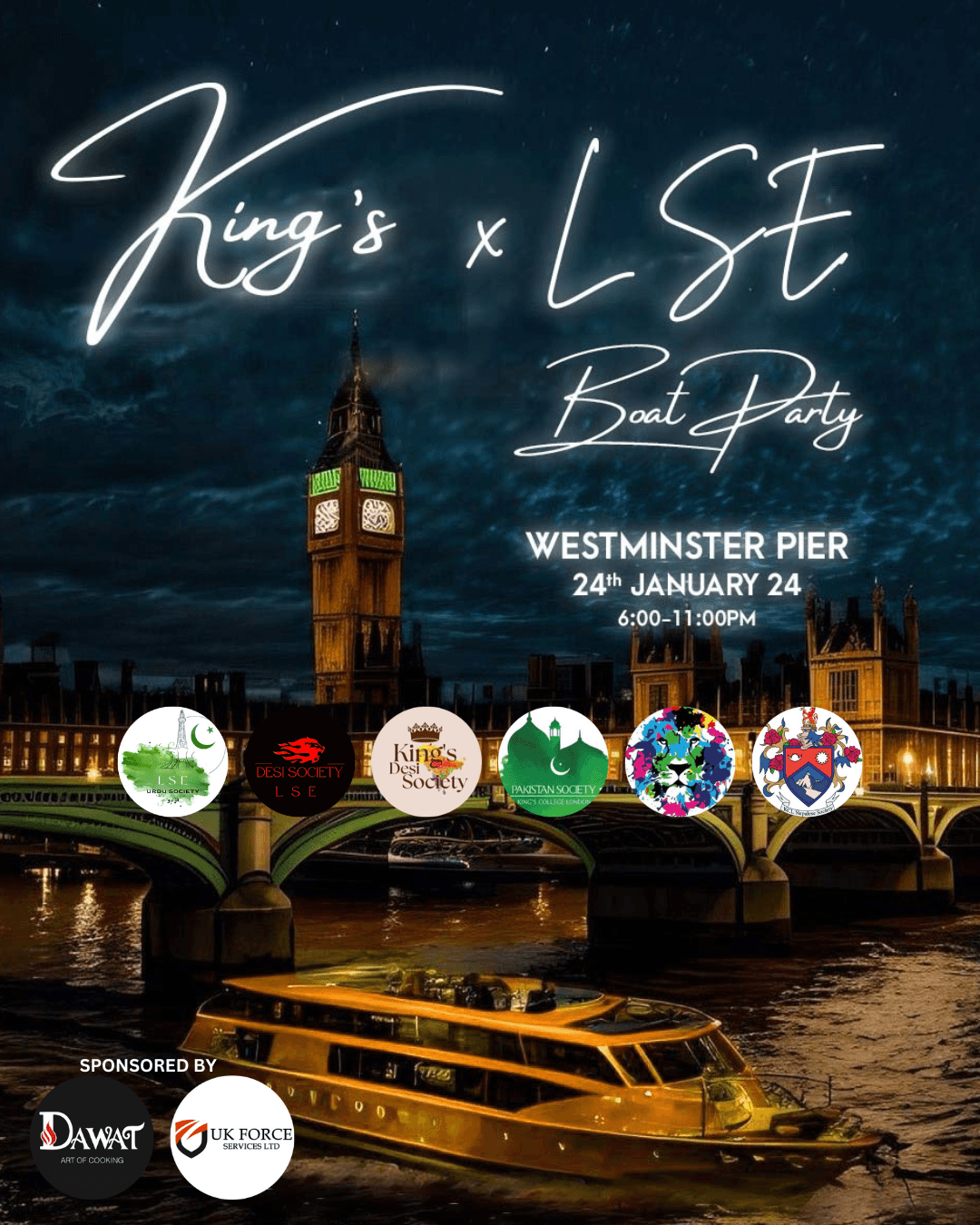 KCL x LSE Boat Party poster