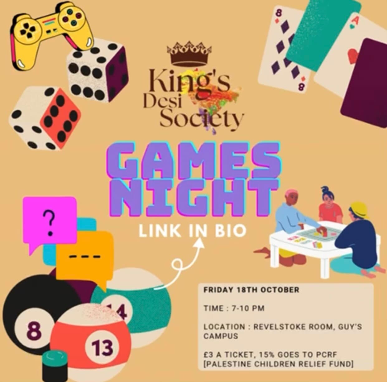 KCL Desi Games Night poster