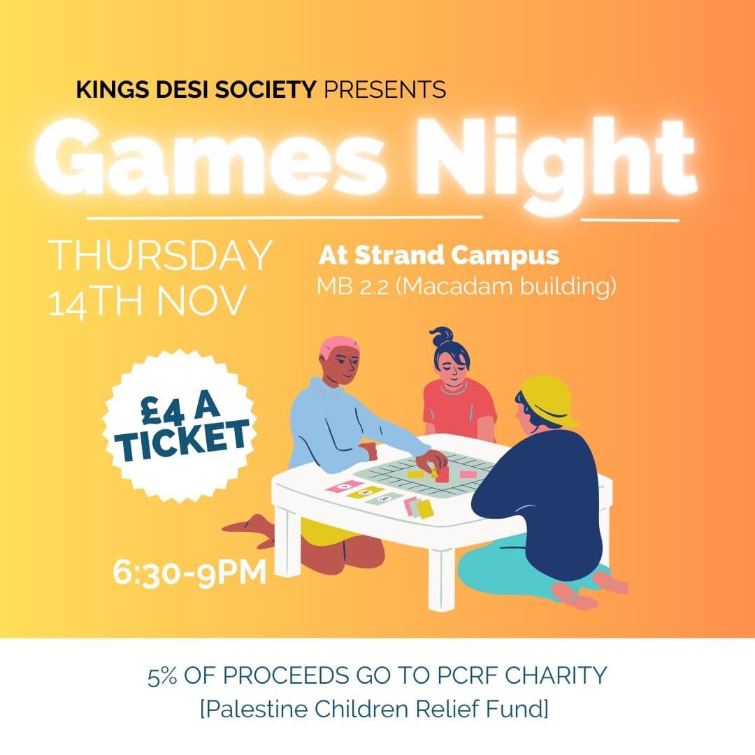 Kings Desi Society Games Night poster