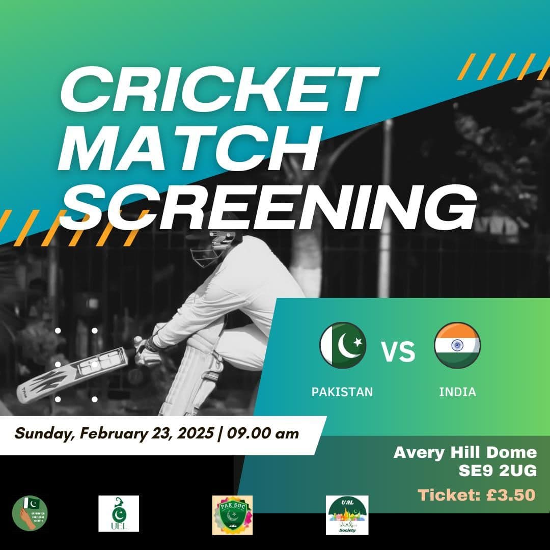 Greenwichpaksoc Cricket Match Screening Pak v India poster