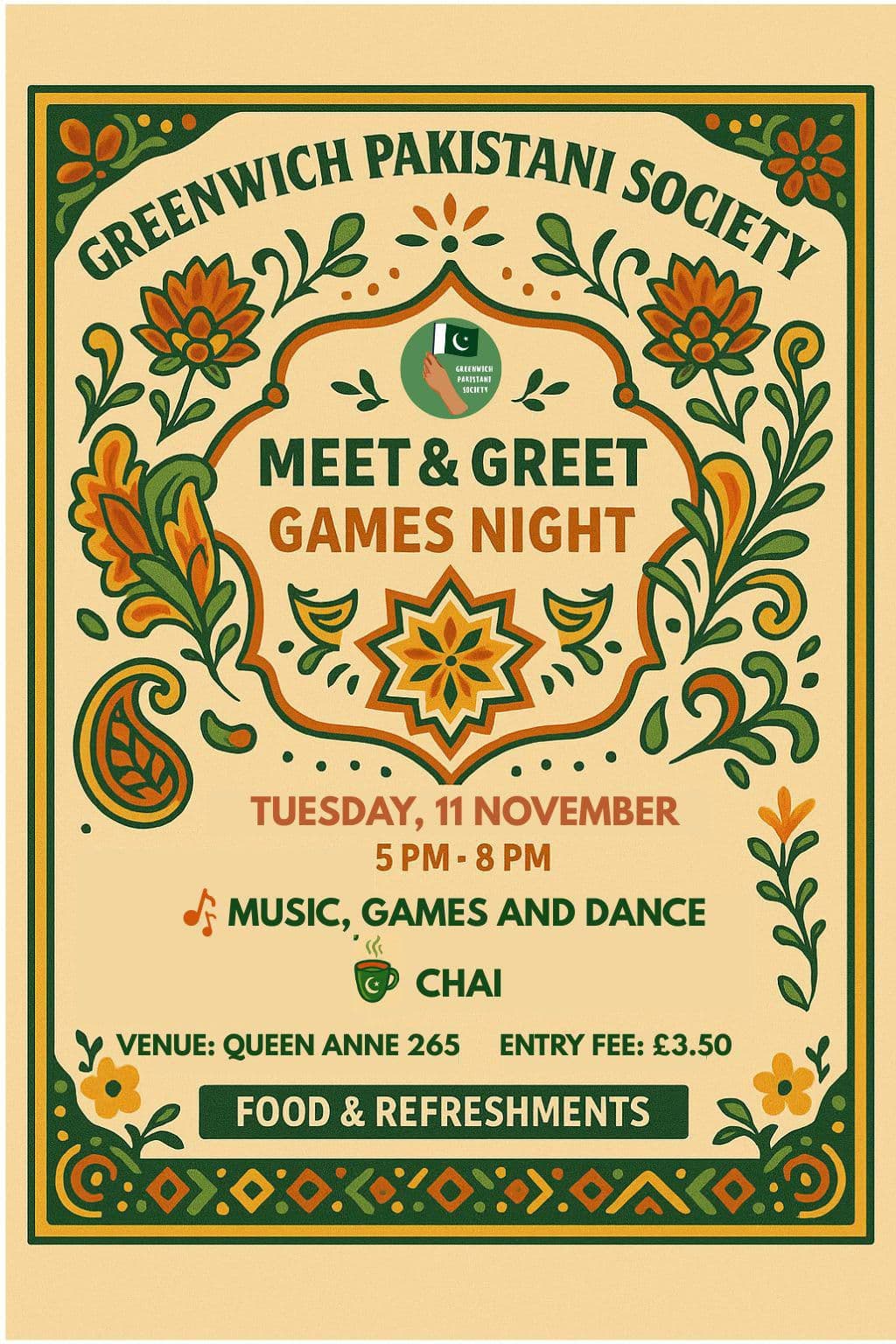 Greenwichpaksoc Meet n Greet poster