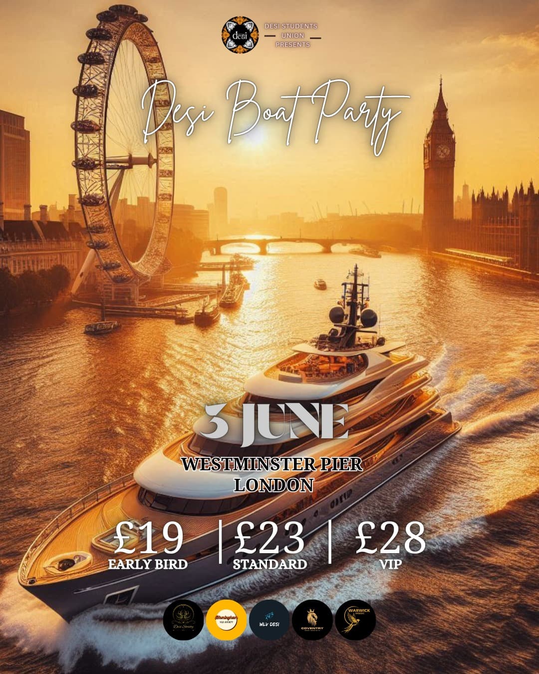 Desi Boat Party - Midlands poster